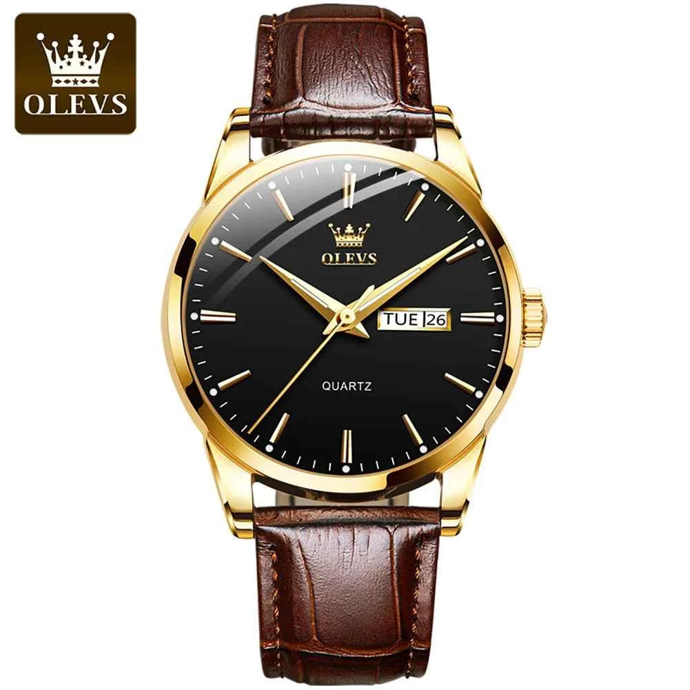 OLEVS Mens Quartz Watches Brand Luxury Casual Fashion Men's Watch For Gifts Breathable leather Waterproof luminous Wristwatch