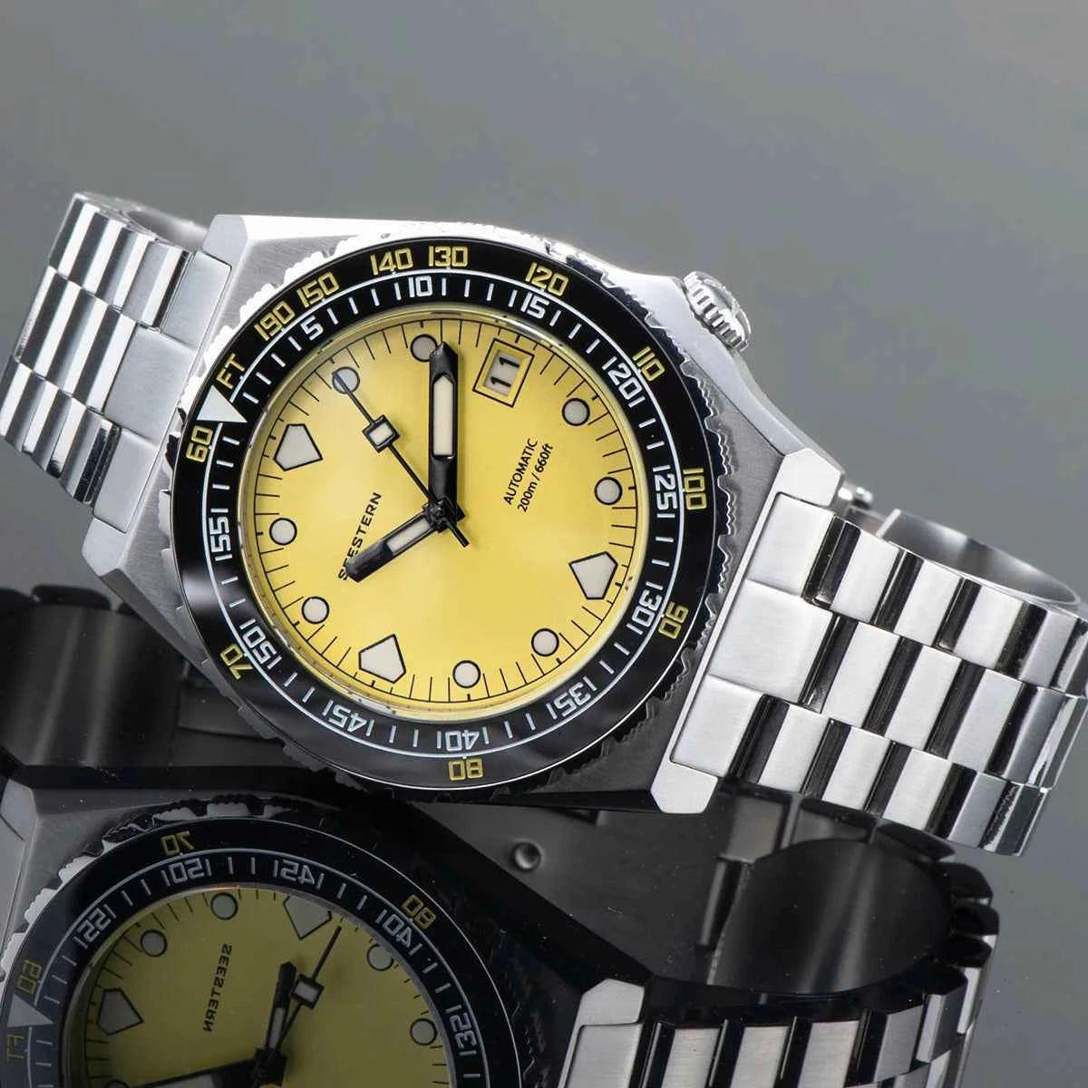 SEESTERN SUB600T Mens Diver Watch Automatic NH35 Movement Ceramic Bezel Lume Mechanical Wristwatches Sapphire Waterproof V3