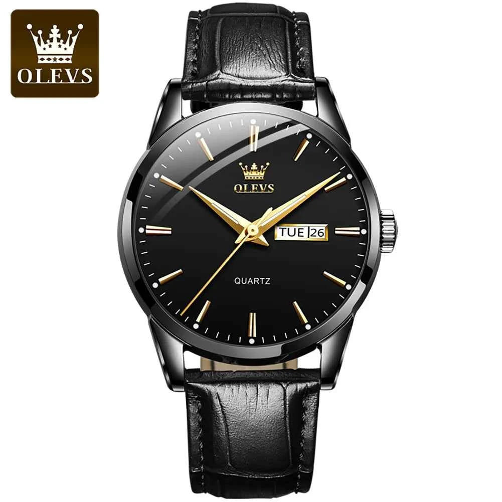OLEVS Mens Quartz Watches Brand Luxury Casual Fashion Men's Watch For Gifts Breathable leather Waterproof luminous Wristwatch