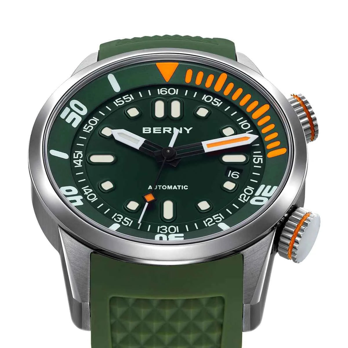 BERNY 20Bar Diver Men Mechanical Watch Miyota 8215 Super Luminous Sapphire Swiming Automatic Self Wind Silicone Men Wristwatch