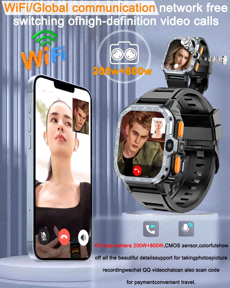 XIAOMI PGD Android Smart Watch for Men with GPS, Dual Camera, 16G/64G ROM, 2G/4G SIM, WIFI, and Fast Internet Access