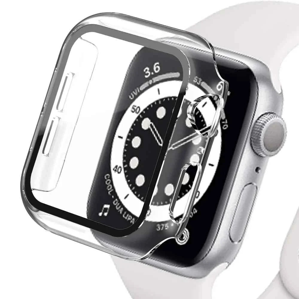Tempered Glass+cover For Apple Watch Accessories 45mm 41mm 44mm 40mm 42mm Screen Protector Apple watch Case serie 9 4 5 6 SE 7 8