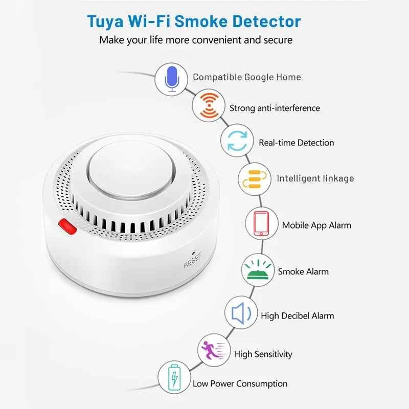 Tuya Smart WiFi Smoke Sensor Fire Protection Smoke Detector 85dB Sound Security System Firefighters  Smartlife APP Control