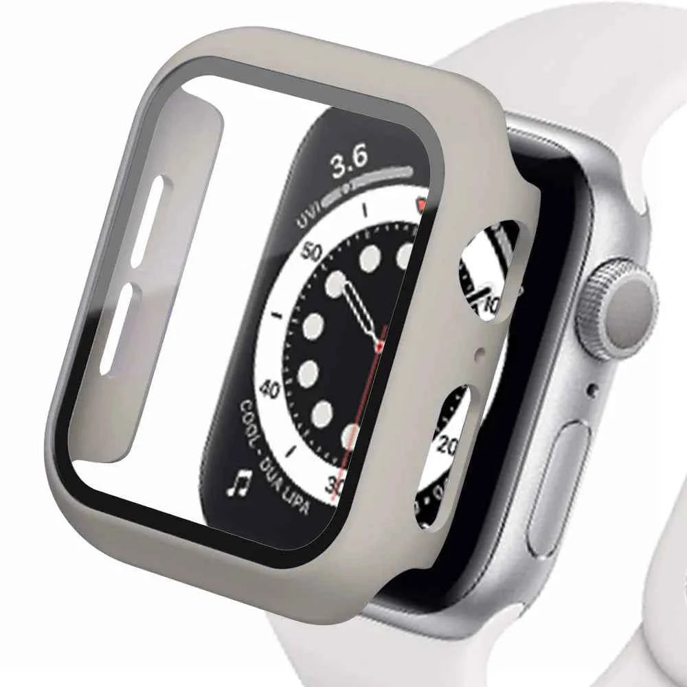Tempered Glass+cover For Apple Watch Accessories 45mm 41mm 44mm 40mm 42mm Screen Protector Apple watch Case serie 9 4 5 6 SE 7 8