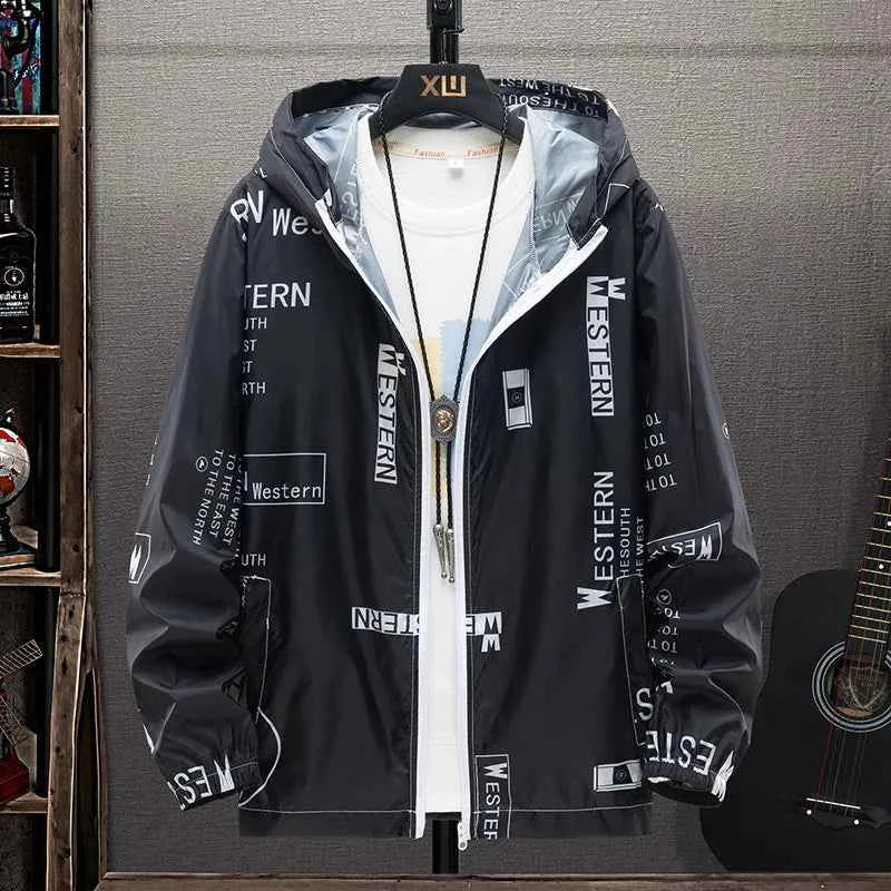 Big size sunscreen clothing men's jacket summer lightweight fishing thin skin coat Student Outdoor tide 7XL 6XL 5XL men clothing