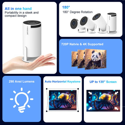 Mini 4K Projector With WiFi 6 – Android Smart Home Cinema