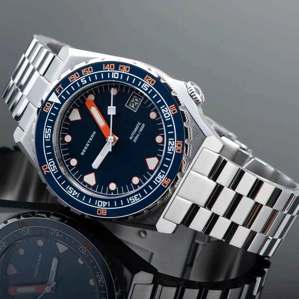 SEESTERN SUB600T Mens Diver Watch Automatic NH35 Movement Ceramic Bezel Lume Mechanical Wristwatches Sapphire Waterproof V3