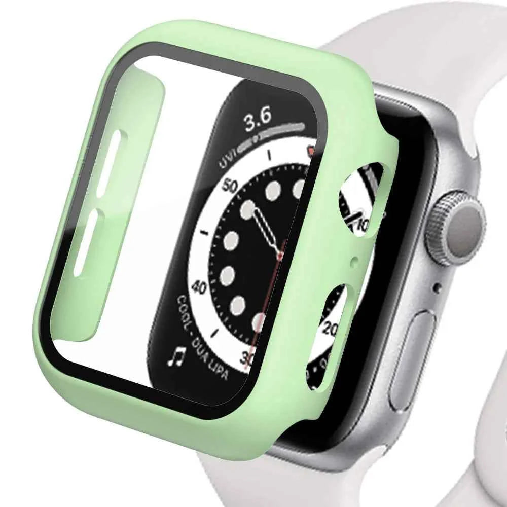Tempered Glass+cover For Apple Watch Accessories 45mm 41mm 44mm 40mm 42mm Screen Protector Apple watch Case serie 9 4 5 6 SE 7 8