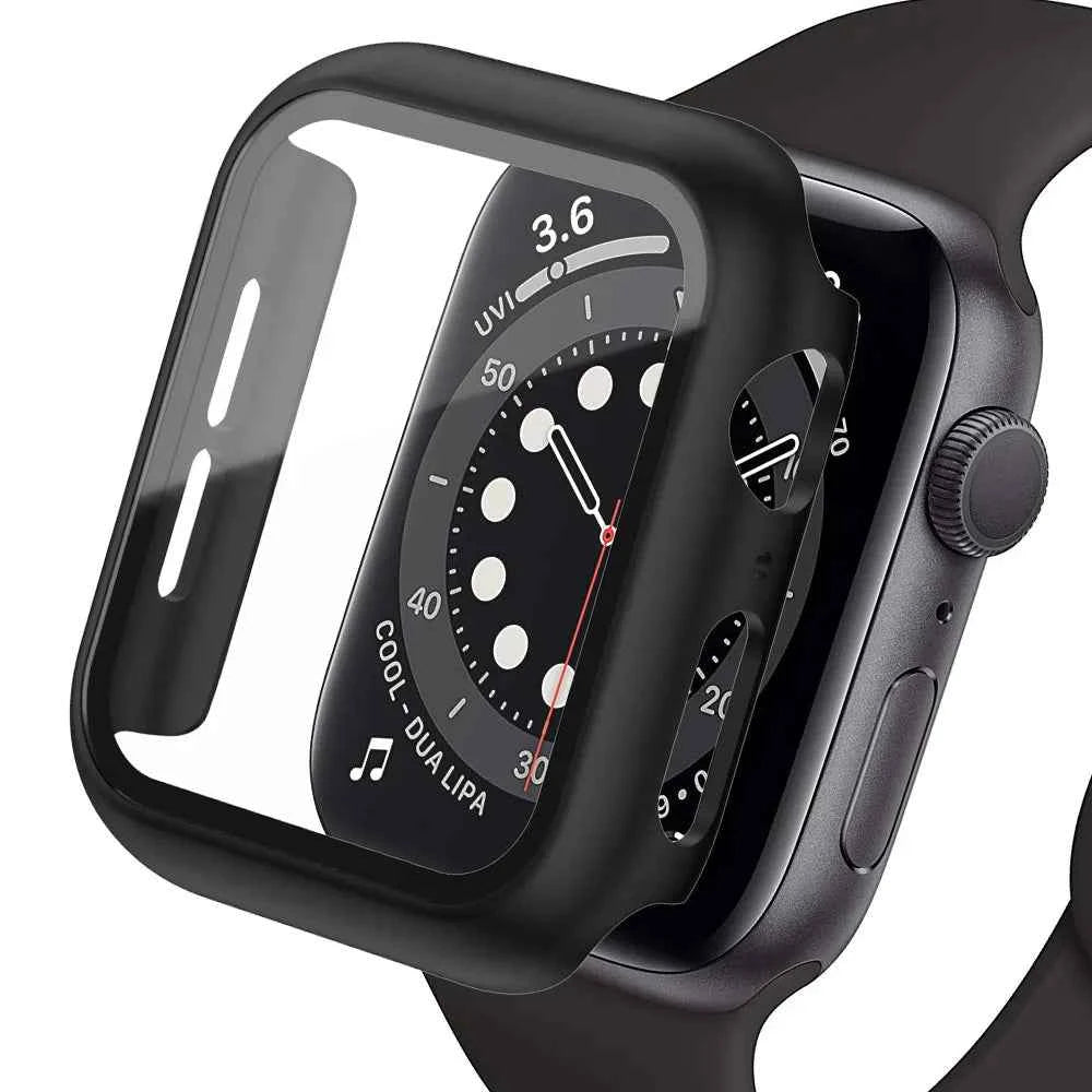 Tempered Glass+cover For Apple Watch Accessories 45mm 41mm 44mm 40mm 42mm Screen Protector Apple watch Case serie 9 4 5 6 SE 7 8