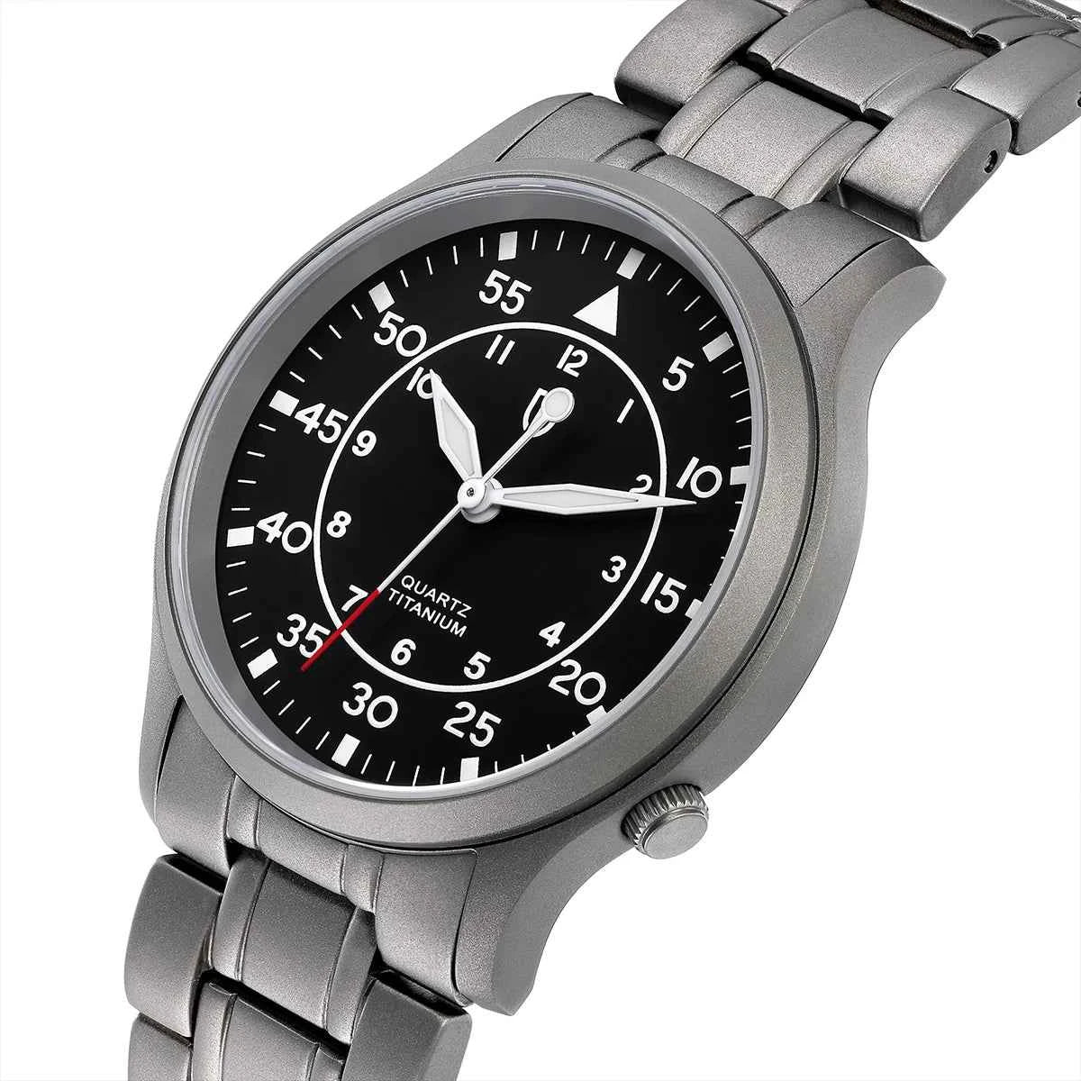 BERNY Titanium Watch for Men AR Coating Sapphire Fashion Wristwatch Luminous VH31 Ultra-thin Quartz Watch Waterproof 5ATM Watch