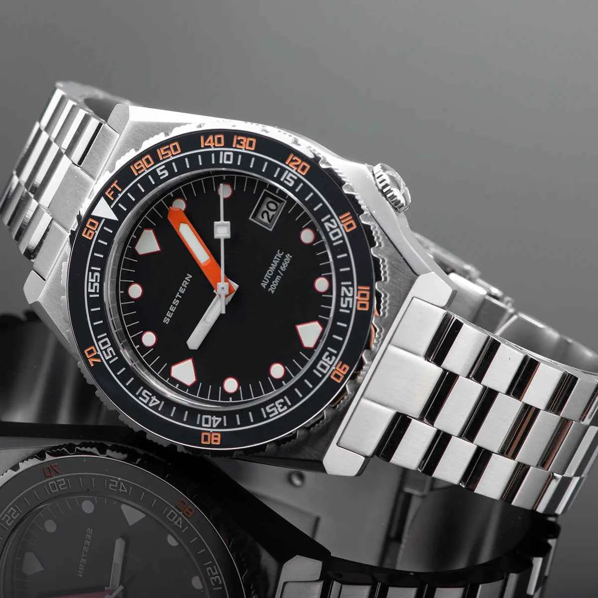 SEESTERN SUB600T Mens Diver Watch Automatic NH35 Movement Ceramic Bezel Lume Mechanical Wristwatches Sapphire Waterproof V3