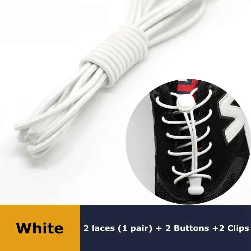 1Pair Shoelaces for Sneaker Elastic No Tie Shoe Laces Stretching Lock Lazy Laces Quick Rubber Shoelace Round Shoestrings
