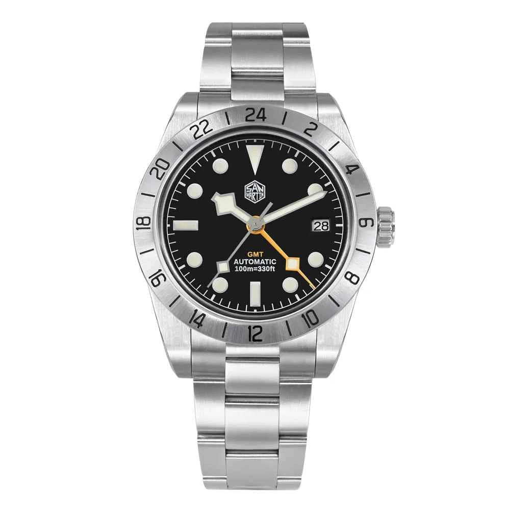 San Martin New 39mm NH34 BB GMT Automatic Mechanical Watch Sport Watch Sapphire Luminous Waterproof 100m for Men Relogio SN0054