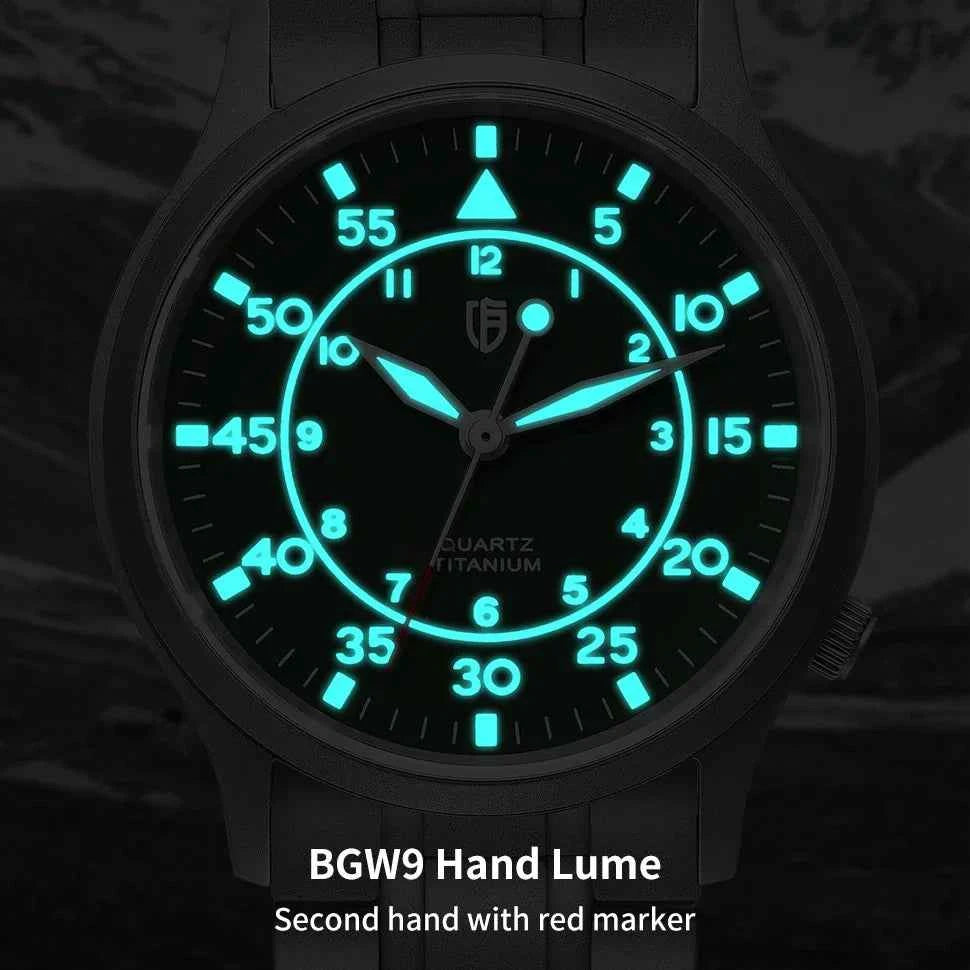 BERNY Titanium Watch for Men AR Coating Sapphire Fashion Wristwatch Luminous VH31 Ultra-thin Quartz Watch Waterproof 5ATM Watch