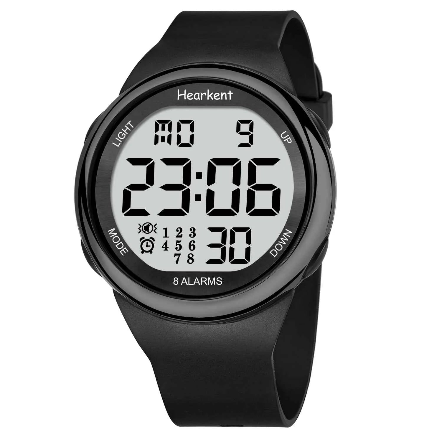 Hearkent Unisex 8 Vibrating Alarms Watch Medication Pill Clock Reminder Big Number Watch Waterproof for Deaf Digital Wristwatch