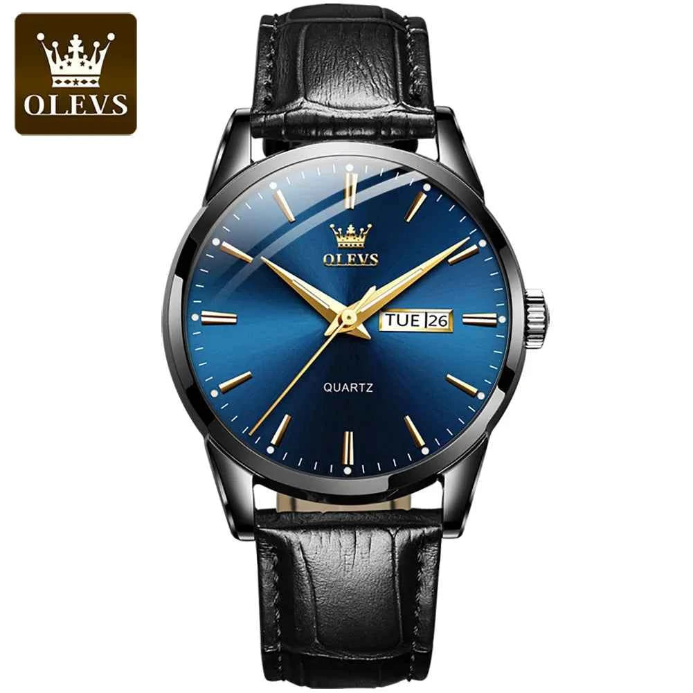 OLEVS Mens Quartz Watches Brand Luxury Casual Fashion Men's Watch For Gifts Breathable leather Waterproof luminous Wristwatch